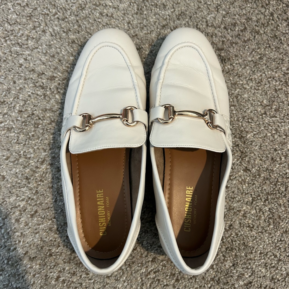 White Loafers with Buckle